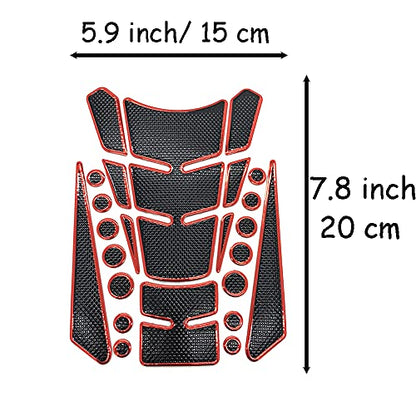 1 Set Red Universal 3D Motorcycle Gas Tank Sticker, Fuel Tank Protector Decal Pad Self-adhesive and Waterproof - color: Red
