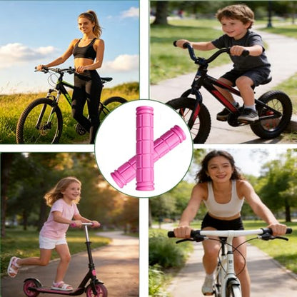 2 Pairs Bike Handlebar Grips for Bikes - color: Black and Pink
