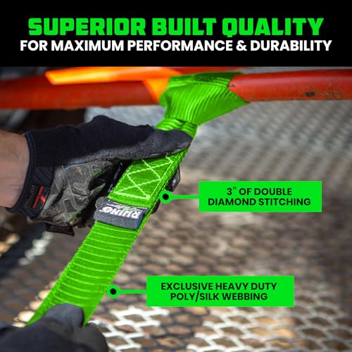 Rhino USA Soft Loop Tie Down Straps (4-Pack) - 1.6 Inch x 17 Inch (5,000 lbs Break Strength) Heavy Duty Motorcycle Handlebar Straps for use with Ratchets for ATV, UTV, Dirt Bike (Green) - color: Green 4-Pack