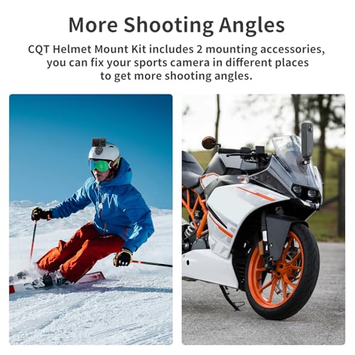 CQT Flexible Adhesive Mount Kit Motorcycle Helmet for DJI OSMO Action 6 5 4 pro 360, insta360 X5 X4 X3 one RS for GoPro Max 360 Panoramic Camera Hero 13/12/11/10/9/8 Sports Camera Accessories (2)