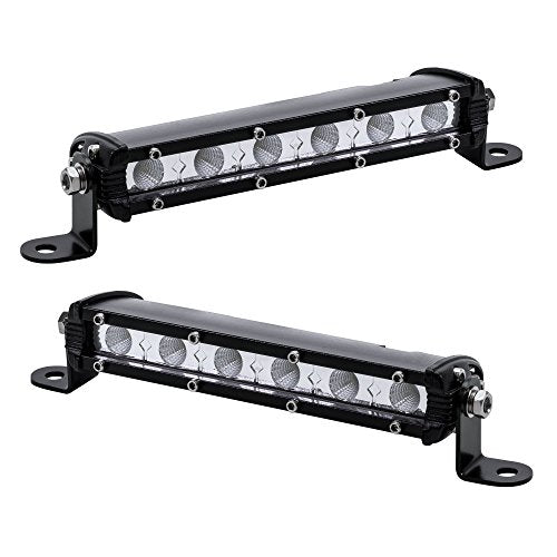 True Mods 2pc 7" Ultra-Slim Single Row Off Road LED Light Bar [1530lm] [18W] [IP68 Waterproof] [12V - 24V] Fog/Driving/Work Lights for Trucks ATV Cars - 60 Degrees Flood Light - color: Flood