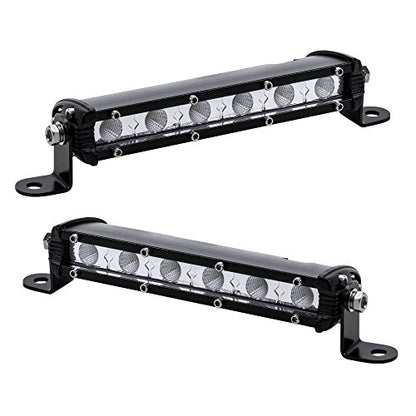 True Mods 2pc 7" Ultra-Slim Single Row Off Road LED Light Bar [1530lm] [18W] [IP68 Waterproof] [12V - 24V] Fog/Driving/Work Lights for Trucks ATV Cars - 60 Degrees Flood Light - color: Flood