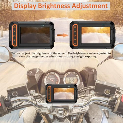 Motorcycle Dash Cam, 3'' LCD Waterproof Motorcycle Front and Rear 1080P Camera Wide Angle 155° with Wi-Fi, GPS, Wired Control, G-Sensor, Max up to 256GB