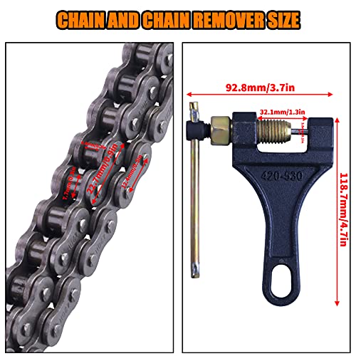 420H Motorcycle Chain+ Chain Breaker,106-Link Heavy Duty Drive Chain - size: 106