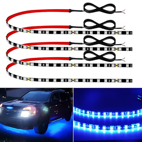 12V Led Light Strip 18" Connectable Blue LEDs Strip Lights for Car Motorcycle Golf Cart Automotive Trucks Boat Marine Waterproof Led Light Strip, 4Pack - color: Blue Led Strip Connectable, size: 18Inch/45CM