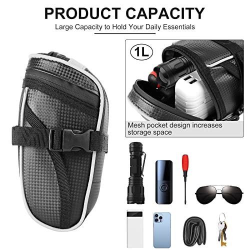 Bicycle Seat Bag Water Proof,Bike Pack Under Seat,Wedge Saddle Bag for Bike,Cycling Accessories - color: black T