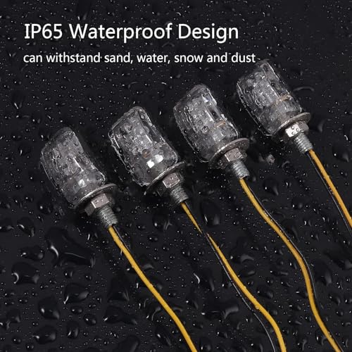 Justech 4 PCS Motorcycle Turn Signal Light, Universal 6LEDs Motorcycle Turn Signals Led Kit, DC 12V Waterproof Motorcycle Motorbikes Mini Turn Signal Indicator Amber Blinkers M6