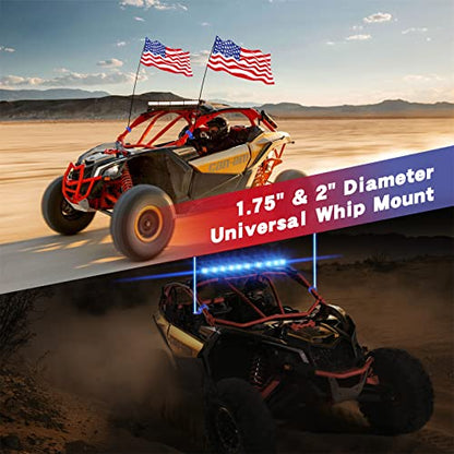 ZIDIYORUO UTV Whip and Spot Light Mount, 360 Rotating Flag Hole, Aluminium Alloy, 1.75" to 2" Roll Cage (2 PCS Blue) - color: Blue, size: 2 pcs
