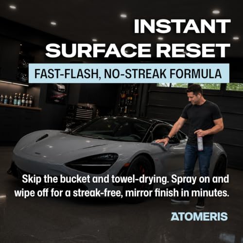 Atomeris™ SC-1 Waterless Car Wash Spray - Ceramic Detail Spray - 16.9 Fl Oz - High Gloss Car Wax and Ceramic Coating, Hydrophobic SiO2 Infused Paint Protection & Motorcycle Cleaner