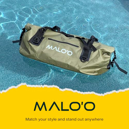 Malo’o Waterproof Dry Duffel, Heavy-Duty Roll Top Waterproof Gear Bag with Shoulder Strap & Molle Loops, Marine Duffel for Kayaking, Boating, Camping, Beach & Travel, Dark Green, 60L - color: Dark Green, size: 60L