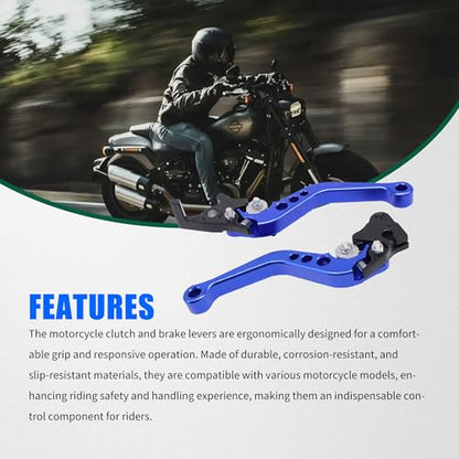 Motorcycle Brake Levers 22mm 7/8" Aluminum Clutch Levers CNC Clutch Handlebar Brake Clutch Levers Brake Pump Handles Universal Clutch Cylinder For Motorcycle Motorbike Pit Bike Moto(Blue)