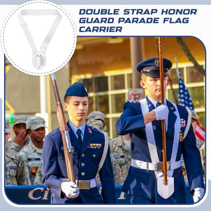 Jecery Single Strap Parade Flag Carrier Parade Harness Color Guard Flag Pole Holder Nylon Sling Carrying Belt for Parades(White) - color: White, style: Single Strap