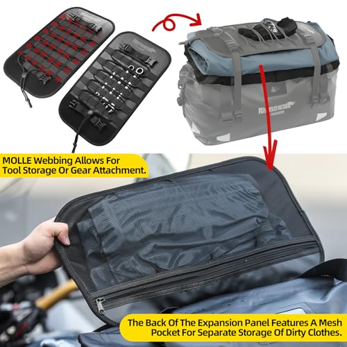 Rhinowalk Waterproof Motorcycle Dry Bag, Duffel Luggage Travel Bags with Zippered Closure & Pocket, Shoulder Straps, Large Space for Motorcycling Camping Commuting Boating - size: 65L
