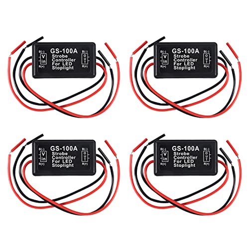 DIANN 4pcs GS-100A Brake Light Flasher Strobe LED Flash Module Flash Strobe Controller 12-30V for Cars, Trucks, Motorcycles, Bicycles