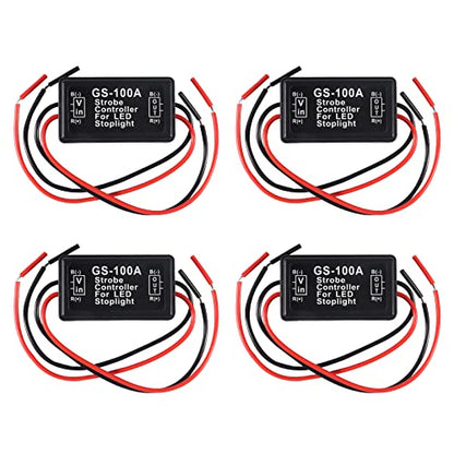 DIANN 4pcs GS-100A Brake Light Flasher Strobe LED Flash Module Flash Strobe Controller 12-30V for Cars, Trucks, Motorcycles, Bicycles