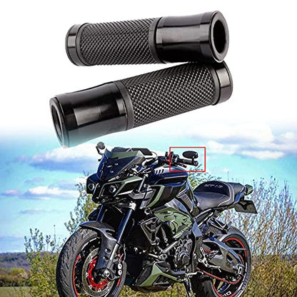 Pair of 7/8" 22mm Motorcycle CNC Aluminum Rubber Gel Hand Grips Handlebar for Sports Bike Chopper Cruiser Bike - color: Black
