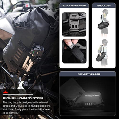 Rhinowalk Motorcycle Saddlebags 18L(9L*2) Waterproof Motorbike Side Bags, Travel Luggage Panniers with Shoulder Strap for Adventure & Sport Motorcycle Racks, 1 Pair - size: 18L