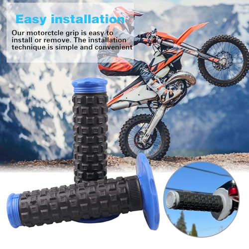 7/8" Dirt Bike Grip Rubber Anti-Slip Universal Motorcycle Grips Handlebar Racing Grip for Motocross Mini Bike Surron Light Bee x Grips KLX110 YZ450F XR50 CRF80 Motocross Grips - color: Blue