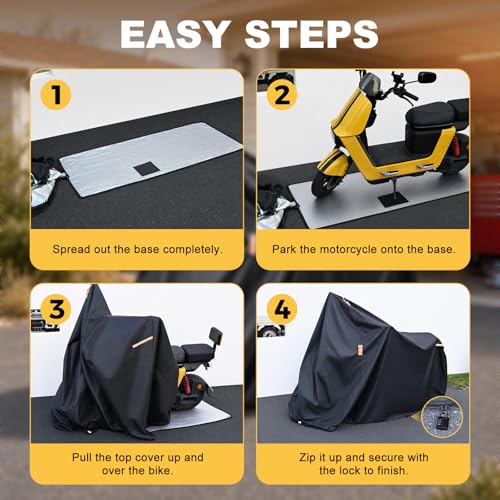 Full Enclosed Motorcycle Cover, 210D Oxford Waterproof with Lock & Anti-Slip Pad, 104x41x50 All-Weather Protection for Outdoor/Indoor Storage, Sun Rain Dust Resistant - size: 104x41x50"