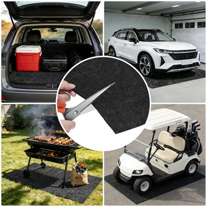 2 Pack 36" x 60" 0.12" Thick Oil Spill Mat Garage Rubber Mats for Floor – Black Water & Oil-Absorbent, Non-Slip, Easy to Clean, Reusable & Cut-to-Fit Mat for Oil Pan, Car, Motorcycle, Driveway