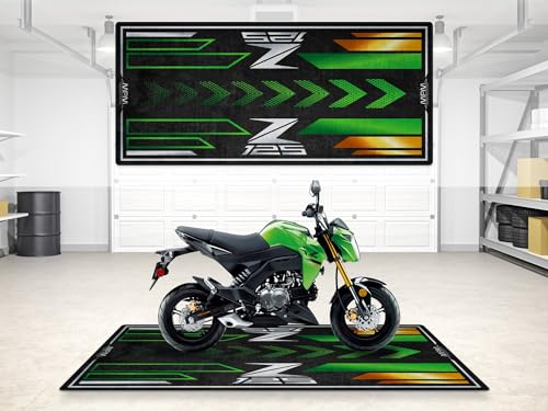 Garage Mat for Z125 Motorcycle Model, Parking mat, Pit Mat, Washable Non-Slip Garage and Showroom Floor Carpet (Candy Lime Green, Size 1: 86.6 x 39.4/220 x 100 cm) - color: Candy Lime Green, size: 3'3" x 7'3"