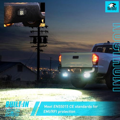 Nilight Flush Mount LED Pod Lights 2 PCS 4.7 Inch 4LED Flood Beam Backup Reverse Offroad Driving Bumper Work Grill Light for Truck ATV UTV - color: 4.7Inch 4Led Flush Mount Light