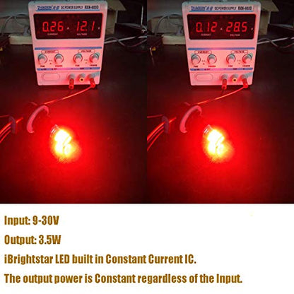 iBrightstar 9-30V Flashing Strobe Blinking Brake Lights 3157 3057 3156 3056 LED Bulbs Replacement for Tail Brake Stop Lights, Brilliant Red