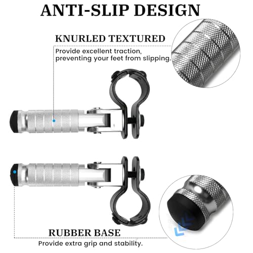 XINGWU M8 Motorcycle Foot Pegs 90 Degree Foldable Footpegs CNC Anti-Skid Footrest Universal for Yamaha Honda Suzuki Aprilia Electric Car Motorbike Mini Bike Dirt Pit Bike Passenger Pedal (Silver) - color: Silver