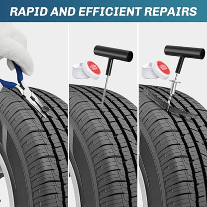 GOOACC Tire Repair Kit, 37 PCS Tire Plug Kit, Tubeless Tire Puncture Repair Tool for Car, Motorcycle, ATV, Tractor, Lawn Mower - size: 37PCS
