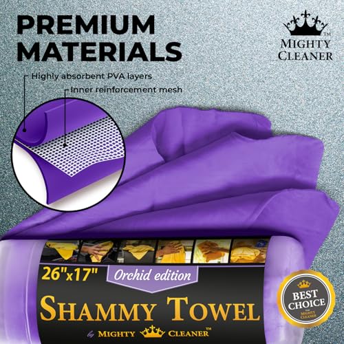 Premium 2pk +1 Free Shammy Cloth for Car Drying - 26"x17" - Super Absorbent Chamois Towel - Scratch-Free, Reusable & Soft Wash Cloth - Car Drying Towels - color: Purple, Blue, Yellow