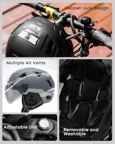 ILM Smart Adult Bike Helmet with Automatic G-Sensor Turn Signal & Brake Warning LED Light Control Road Cycling Helmet E3-12LS - color: Bluetooth Matte Black, size: Large-X-Large