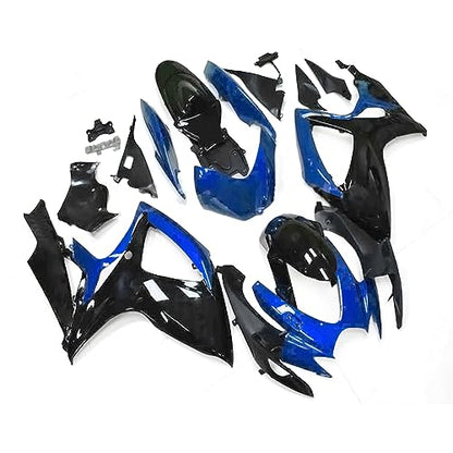 FLPRO ABS Plastic Fairing Kit Compatible for Suzuki 06 07 GSXR600 GSXR750 K6 2006 2007 GSX-R600 GSX-R750 Fairings Injection Motorcycle Bodywork Gloss Blue Black Body Kits - color: Gloss Blue Black-3