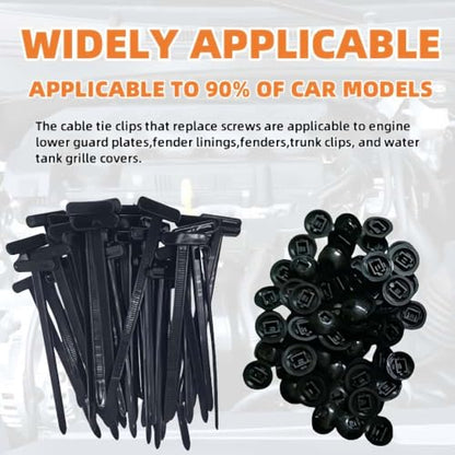 20 PCS Nylon Universal Cable Tie Buckle – Heavy Duty Self-Locking Zip Ties Holder with Pin & Button Design, Plastic Cable Ties Tool Fasteners Car Body, UV Resistant Zipties for Car Daily Auto Fixing - color: 20pcs Black