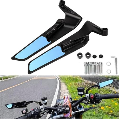 XINGWU Motorcycle Rearview Mirror Adjustable Rotating Stealth Wind Wing Side Mirror CNC Upgrade for 1290 Super Duke R Evo ABS Z650 Z900 Z1000 V4 S1000 Street Bike - size: CNC Upgraded T7075