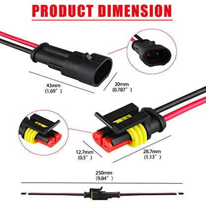 MUYI 2Pin Way 16AWG Waterproof Wire 1.5mm Series Terminal Connector-5 Kit - style: 2wire connector(5 sets)