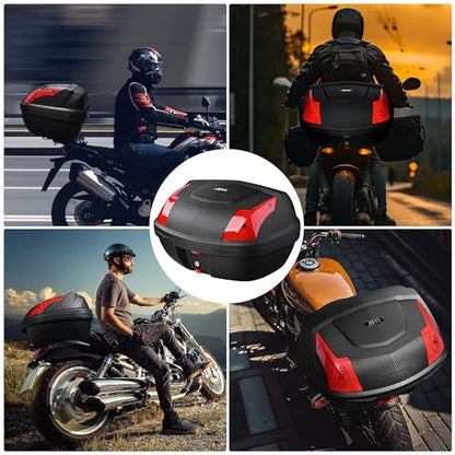 Motorcycle Trunk Motorcycle Top Case Tour Tail Box Lockable Storage Carrier Case for Helmet Luggage Black (48L) - size: 48L