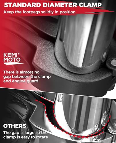 KEMIMOTO Motorcycle Black Highway Pegs, Adjustable Foot Peg Compatible with Touring Road Glide Street Electra Glide Road King with 1.25 Engine Guard