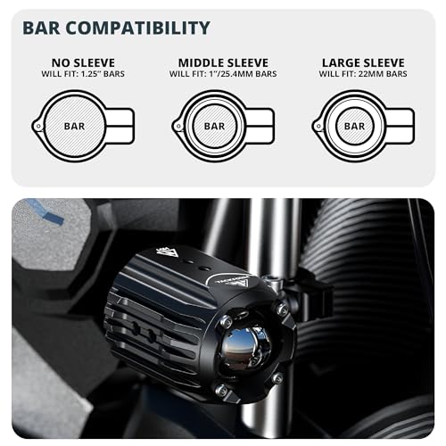 Tackform Dual Motorcycle Auxiliary LED Lights | 6000 Lumens, 60W, 3000K-6000K, IP68 Waterproof | Billet Aluminum | 360° Swivel Mount | For 7/8", 1”, 1 1/4" Bars Only | Motorcycle, 4 Wheeler, Dirt Bike