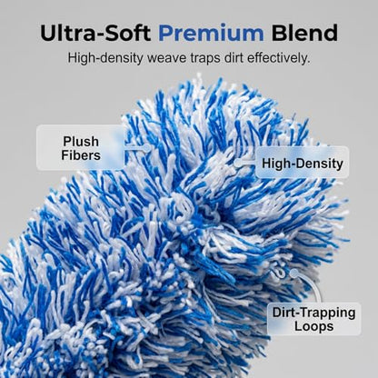 Wheel Barrel Cleaning Brush, 2026 New Multi-Fiber Cleaning Brush,Soft Microfiber Car Detailing Tool for Rim Cleaning and Tire Detailing, 17 Inch Length (1, Blue) - color: Blue