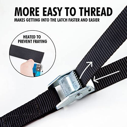 Cartman 1" x 12' Lashing Straps Cargo Tie-Down Strap Up to 600lbs, 12pk in Carry Bag, Black - color: Black, size: 12 PK
