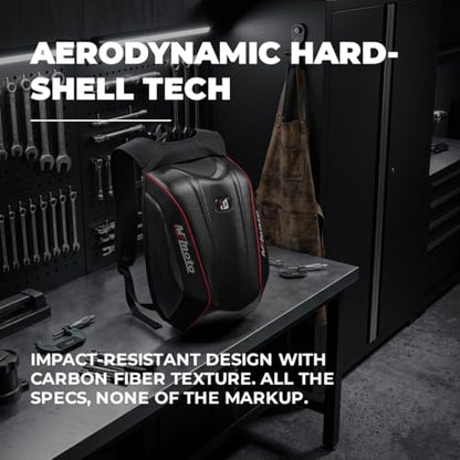 Motorcycle Backpacks for Men Helmet Bags Waterproof Hard Shell 30-48L Expandable Storage Travel Bag Luggage Black Red - color: Red