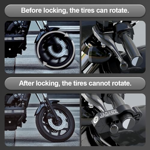 JAGASOL Motorcycle Lock 'Combo Anti Theft Lock' for Motorbike, Scooters, ATV & Dirt Bike - color: Black