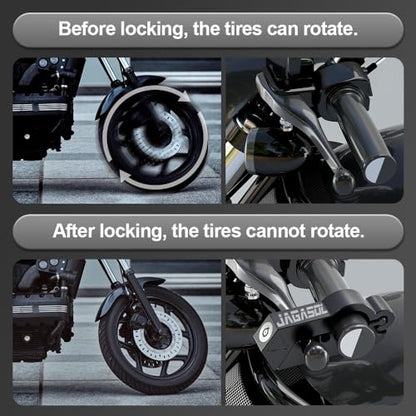 JAGASOL Motorcycle Lock 'Combo Anti Theft Lock' for Motorbike, Scooters, ATV & Dirt Bike - color: Black