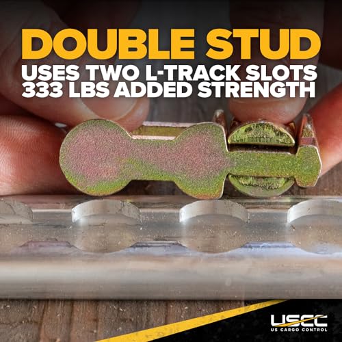 US Cargo Control L Track Double Stud Fitting (10 Pack) 5,000 Pounds Break Strength, Use with L Track Rails in Truck Bed or Trailer to tie Down ATV, Motorcycle, Automatic Locking with Spring Release - size: 10 units