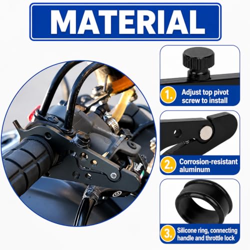 PSLER Motorcycle Cruise Control Throttle Lock Universal Aluminum Clamp,2Pcs | Universal throttle cruise assist,Aluminum clamp design,Black