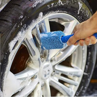 Car Wheel Cleaning Brush, Handle Motorcycle Washing Cleaning Tools, Soft Reusable Clean Tool for Cars Wash Shop (Blue)