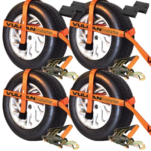 VULCAN Car Tie Down with Snap Hook - Adjustable Loop - 4 Pack - PROSeries - 3,300 Pound Safe Working Load - size: VULCAN PROSeries