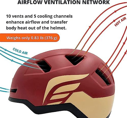 XNITO Bike Helmet with LED Lights - Urban Bicycle Helmet for Adults, Men & Women - CPSC & NTA-8776 Dual Certified - Class 3 E-Bikes, Scooters, Onewheel, Commuter, Mountain - color: Valkyrie, size: Medium