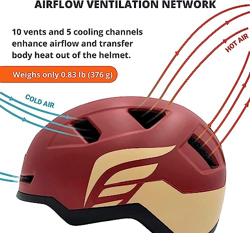 XNITO Bike Helmet with LED Lights - Urban Bicycle Helmet for Adults, Men & Women - CPSC & NTA-8776 Dual Certified - Class 3 E-Bikes, Scooters, Onewheel, Commuter, Mountain - color: Valkyrie, size: Large