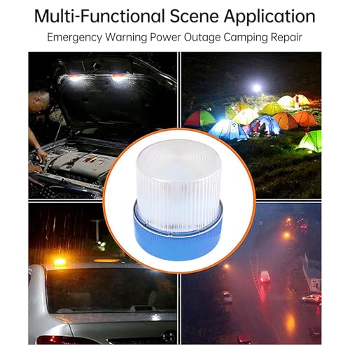 Marhynchus Traffic Emergency Light, Portable LED Strobe Beacon with Magnetized Roof Mount and Hook IP67 Water Proof for Car Motorcycle Truck Roadside Emergencies (Blue White) - color: Blue White